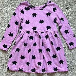 Cat & Jack light purple and black cat long sleeve dress